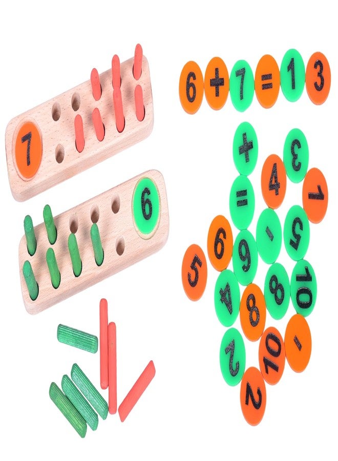 RCW Wooden Math Learning Toy for Kids | Counting Peg Board with Numbers & Arithmetic Symbols | Educational Montessori Toy for Early Learning (Multicolor) - Image 1